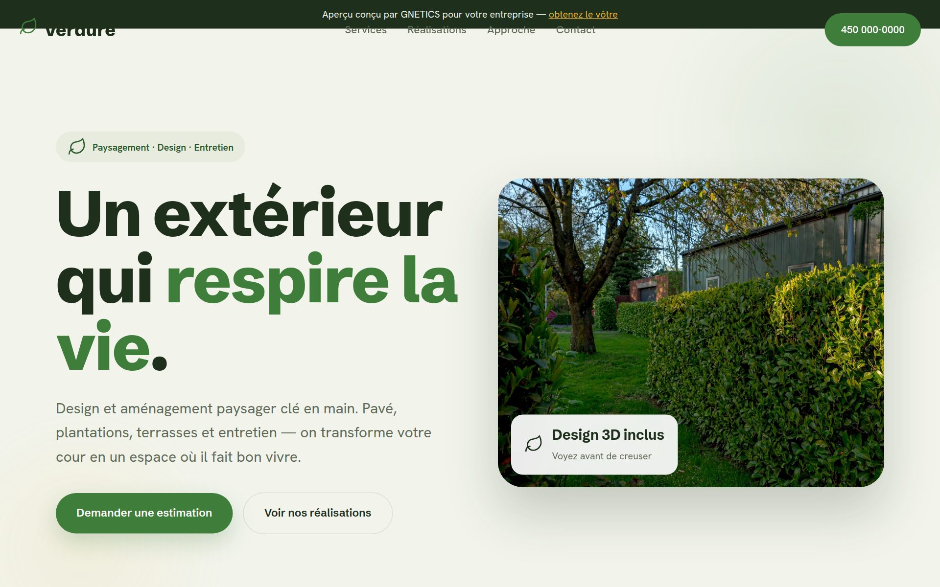 Exemple de site web pour Aménagement extérieur