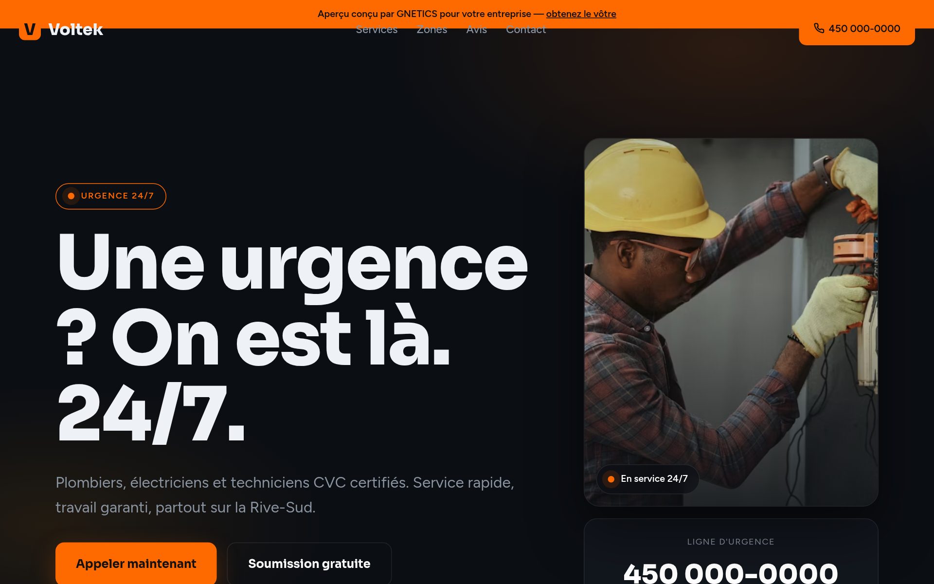 Exemple de site web pour Mécanique du bâtiment