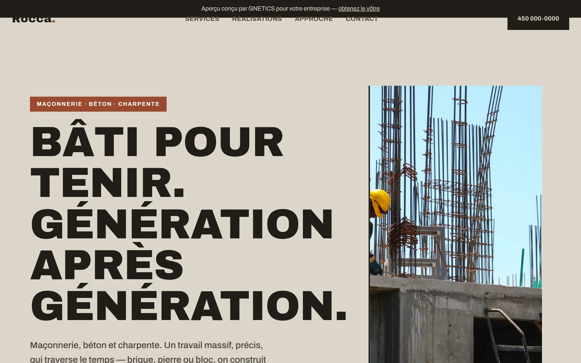 Exemple de site web pour Structure & maçonnerie