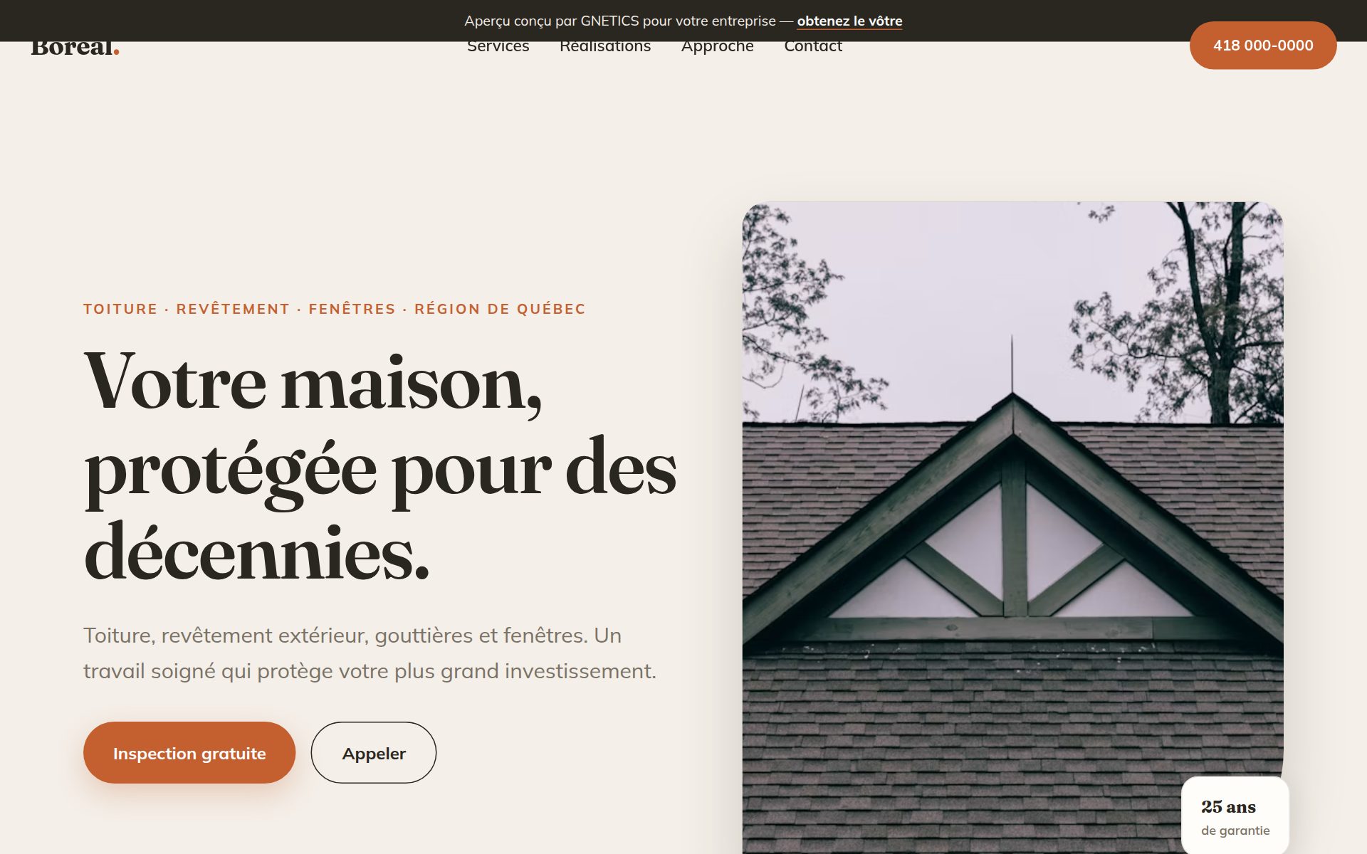 Exemple de site web pour Toiture & enveloppe